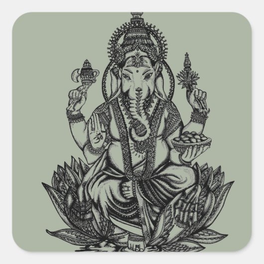 Ganesh Illustration Vierkante Sticker (Voorkant)