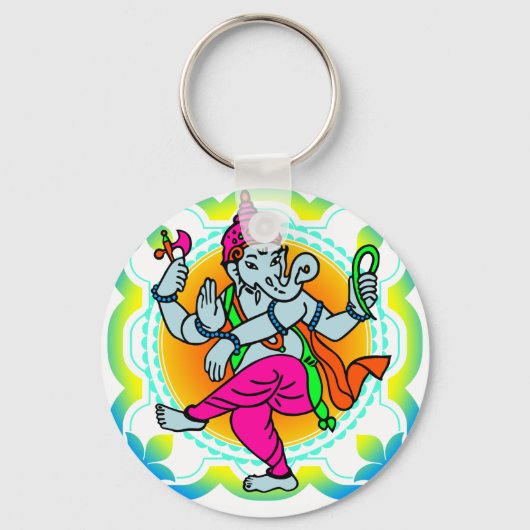 Ganesh in het kleurrijke ontwerp van de regenboog sleutelhanger (Voorkant)