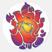 Ganesh in kleuren ronde sticker (Voorkant)