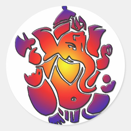 Ganesh in kleuren ronde sticker (Voorkant)