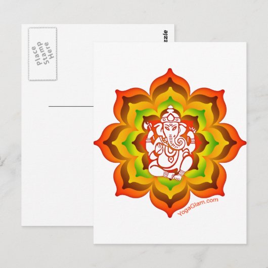 Ganesh in Lotus Briefkaart (Voorkant / Achterkant)