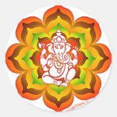 Ganesh in Lotus Ronde Sticker (Voorkant)