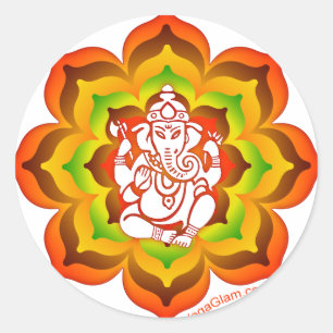 Ganesh in Lotus Ronde Sticker