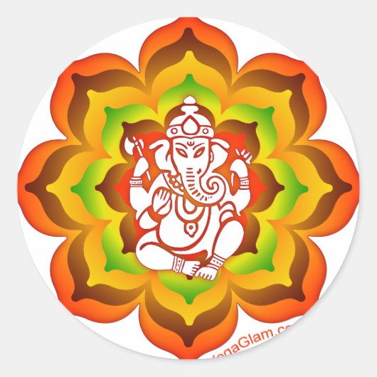 Ganesh in Lotus Ronde Sticker (Voorkant)