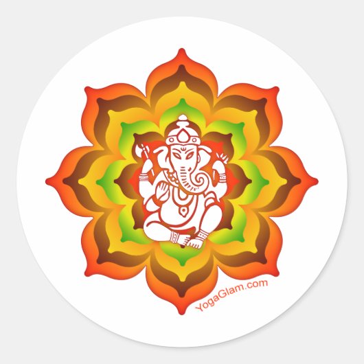 Ganesh in Lotus Ronde Sticker (Voorkant)