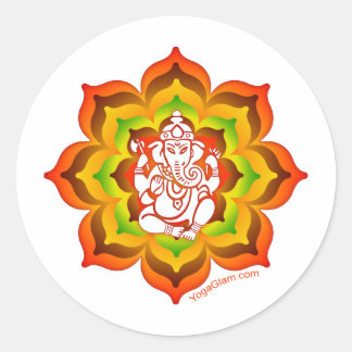 Ganesh in Lotus Ronde Sticker