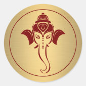 Ganesh | Indiase God Maroon Hindoe Huwelijk Ronde Sticker (Voorkant)