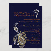 Ganesh Jeweled Gold Silver Paisley Hindu Wedding Programmakaart (Voorkant / Achterkant)