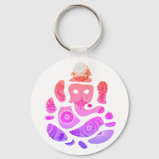 Ganesh Kleurrijke Art Key Ring Sleutelhanger (Voorkant)
