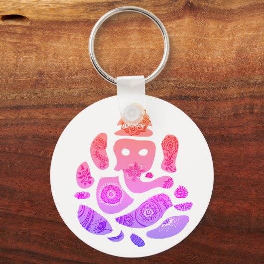 Ganesh Kleurrijke Art Key Ring Sleutelhanger (Voorkant)