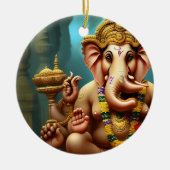 Ganesh neemt een Selfie Keramisch Ornament (Voorkant)