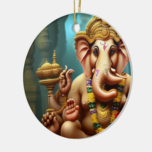 Ganesh neemt een Selfie Keramisch Ornament (Links)