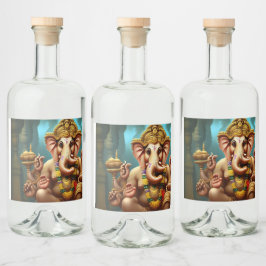 Ganesh neemt een Selfie Likeurfles Etiket