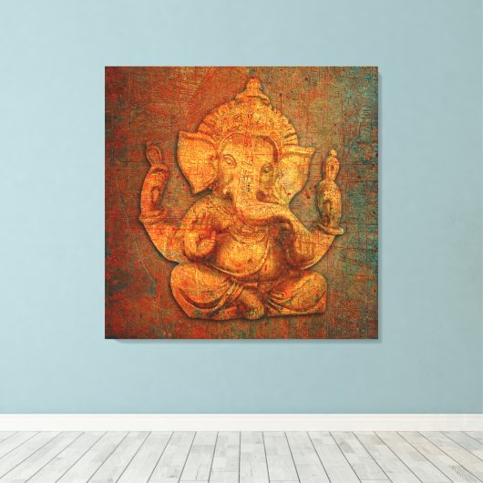 Ganesh op een achtergrond van de noodtoon canvas afdruk (Insitu (Houten vloer))