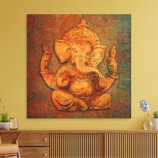 Ganesh op een achtergrond van de noodtoon canvas afdruk (Insitu (Woonkamer))