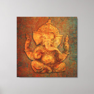 Ganesh op een achtergrond van de noodtoon canvas afdruk