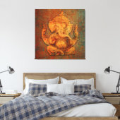 Ganesh op een achtergrond van de noodtoon canvas afdruk (Insitu (Slaapkamer))