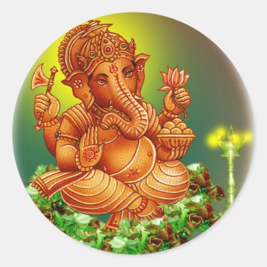 ganesh ronde sticker (Voorkant)