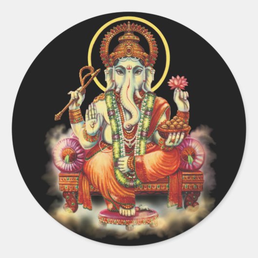 Ganesh Ronde Sticker (Voorkant)