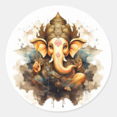 Ganesh Ronde Sticker (Voorkant)