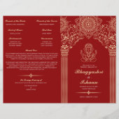 Ganesh Rood Hindoe Trouwceremonie Gevouwen Program (Voorkant)