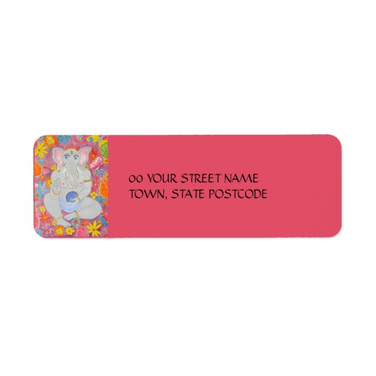 Ganesh roze Return Address Label (Voorkant)