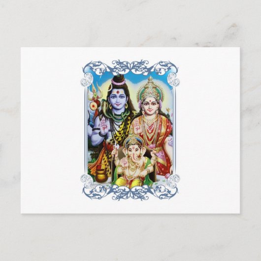 Ganesh, Shiva en Parvati, Lord Ganesha, Durga Briefkaart (Voorkant)