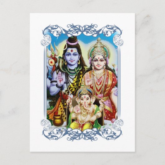 Ganesh, Shiva en Parvati, Lord Ganesha, Durga Briefkaart (Voorkant)