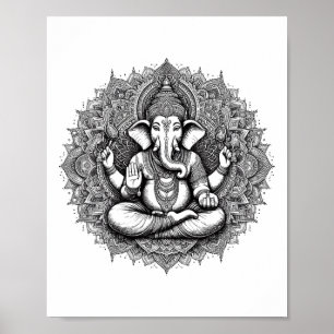 Ganesh Symbool Yoga Hindoe Olifant God Ganesha Puj Poster