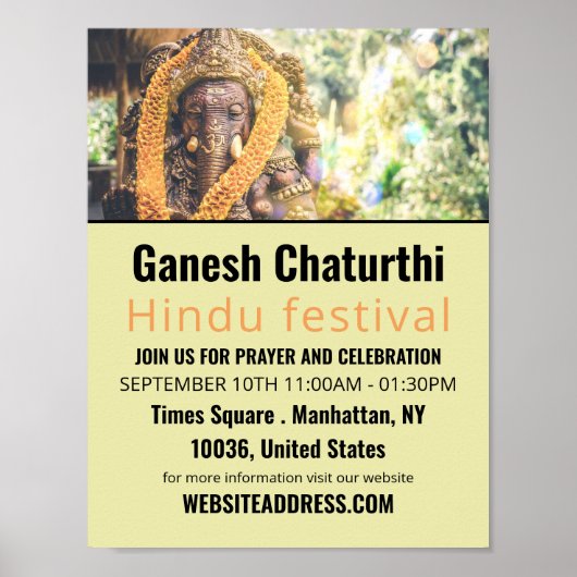 Ganesh the Hindu God, Hindu Event Adverteren Poster (Voorkant)