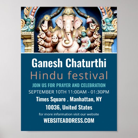 Ganesh the Hindu God, Hindu Event Adverteren Poster (Voorkant)