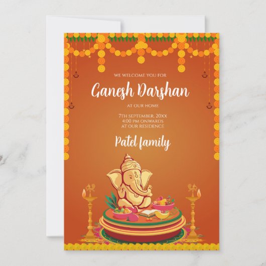Ganesh-uitnodigingen Digitale Ganpati nodigt Ganes Kaart (Voorkant)