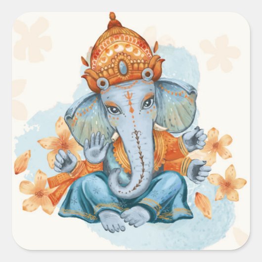 Ganesh Vierkante Sticker (Voorkant)
