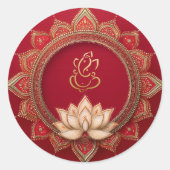 Ganesh Wedding | Indiase bruiloft goud rood Ronde Sticker (Voorkant)