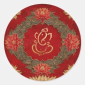 Ganesh Wedding | Indische bruiloft goud Lotus rood Ronde Sticker (Voorkant)