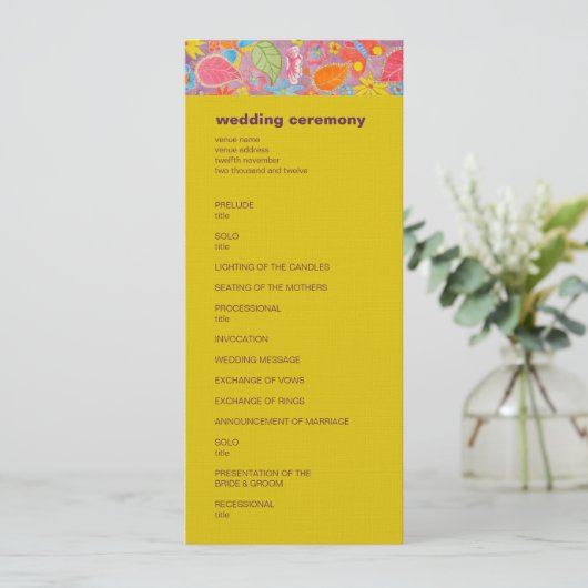 Ganesh Wedding Program yellow Programmakaart (Staand voorkant)