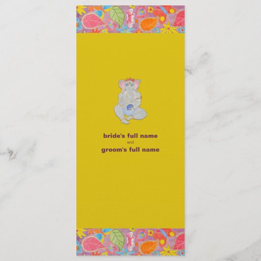 Ganesh Wedding Program yellow Programmakaart (Achterkant)