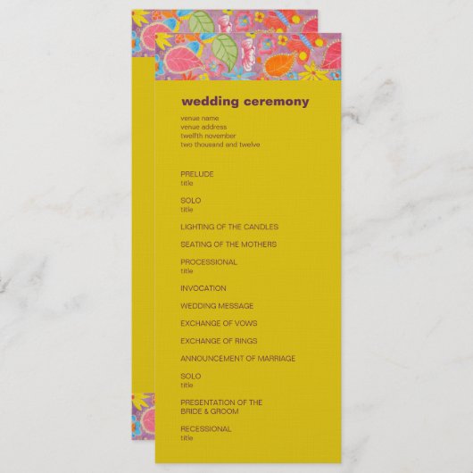 Ganesh Wedding Program yellow Programmakaart (Voorkant / Achterkant)