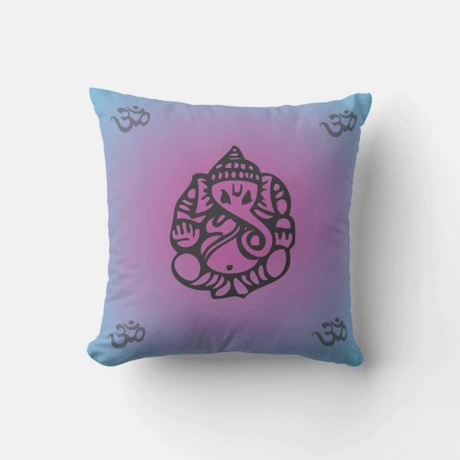 Ganesh Yoga Pillow blue/paars Kussen (Voorkant)