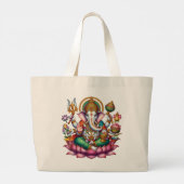 Ganesha Afbeelding: symbool van voorspoed en wijsh Grote Tote Bag (Achterkant)
