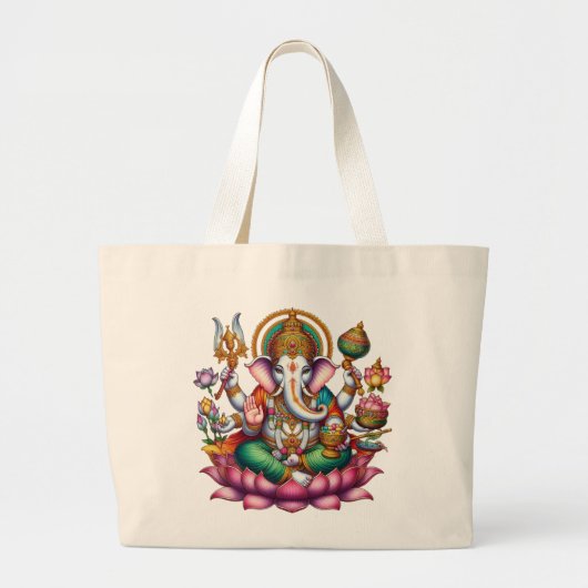 Ganesha Afbeelding: symbool van voorspoed en wijsh Grote Tote Bag (Voorkant)
