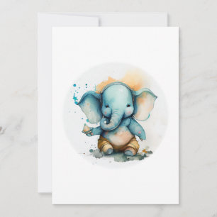 ganesha als schattige blauwe baby olifant feestdagenkaart