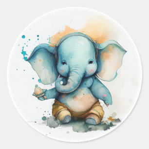 ganesha als schattige blauwe baby olifant ronde sticker