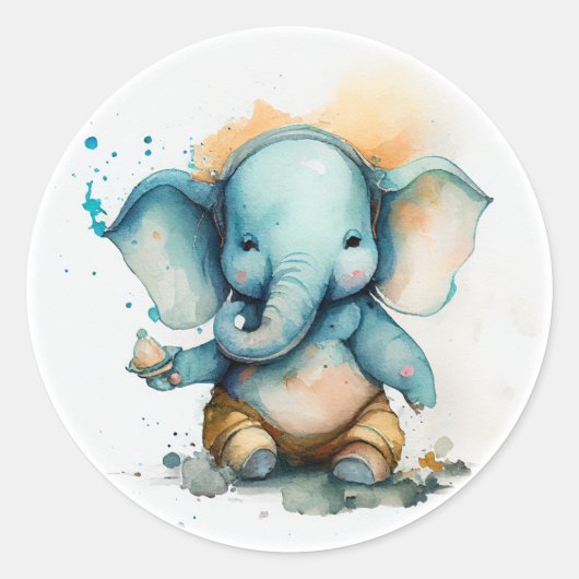 ganesha als schattige blauwe baby olifant ronde sticker (Voorkant)