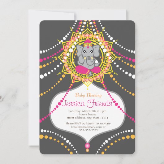 Ganesha Baby shower 5" x 7" uitnodigingskaart Kaart (Voorkant)