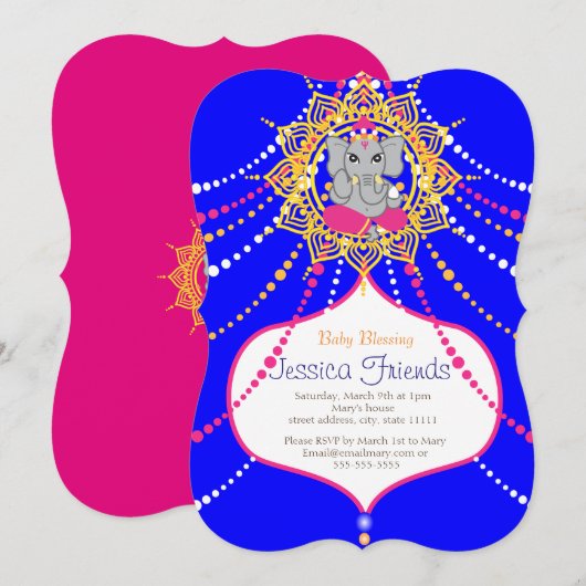 Ganesha Baby shower 5" x 7" uitnodigingskaart Kaart (Voorkant / Achterkant)
