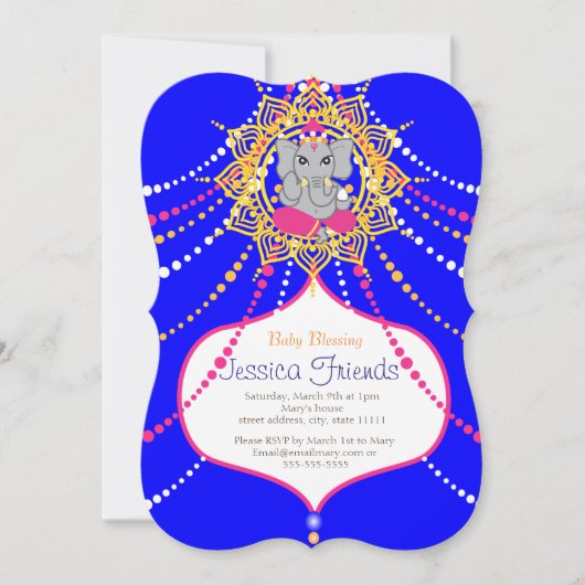 Ganesha Baby shower 5" x 7" uitnodigingskaart Kaart (Voorkant)