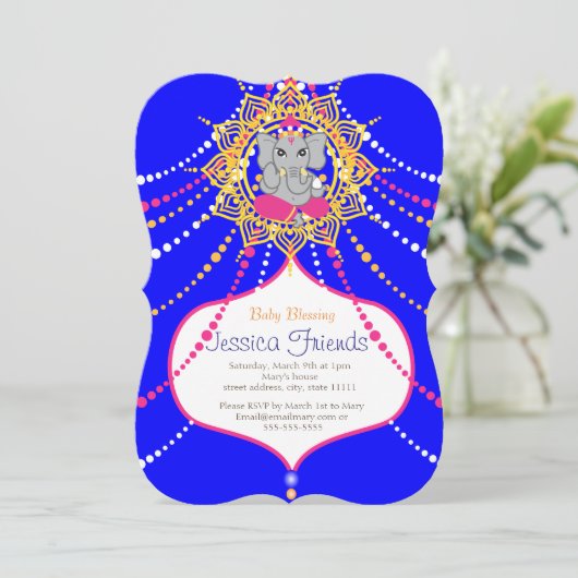 Ganesha Baby shower 5" x 7" uitnodigingskaart Kaart (Staand voorkant)