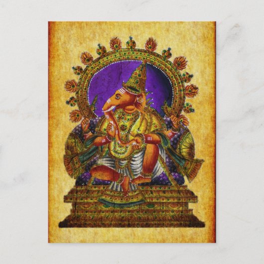 Ganesha Deva antiek Briefkaart (Voorkant)