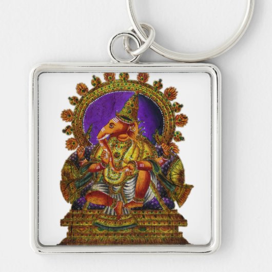 Ganesha Deva antiek | Maak uw eigen achtergrond Sleutelhanger (Voorkant)